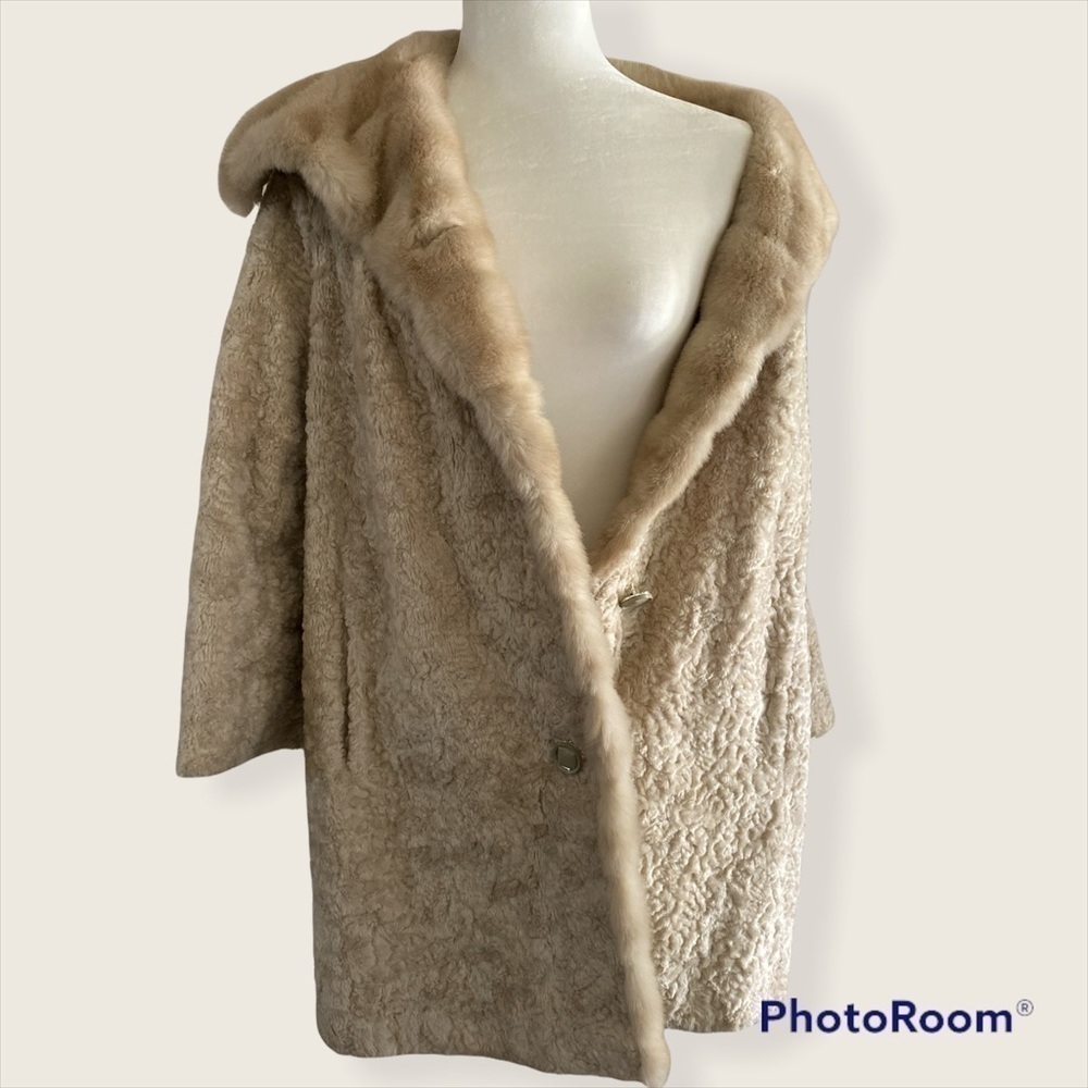 St. Moritz vintage 60’s floral faux fur overcoat